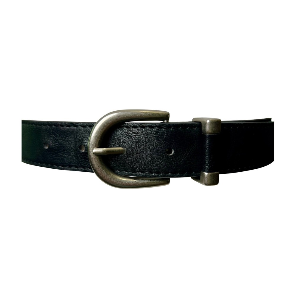 Relic Mens Black Faux Leather‎ Belt Silver Horseshoe Buckle Size Large 100206